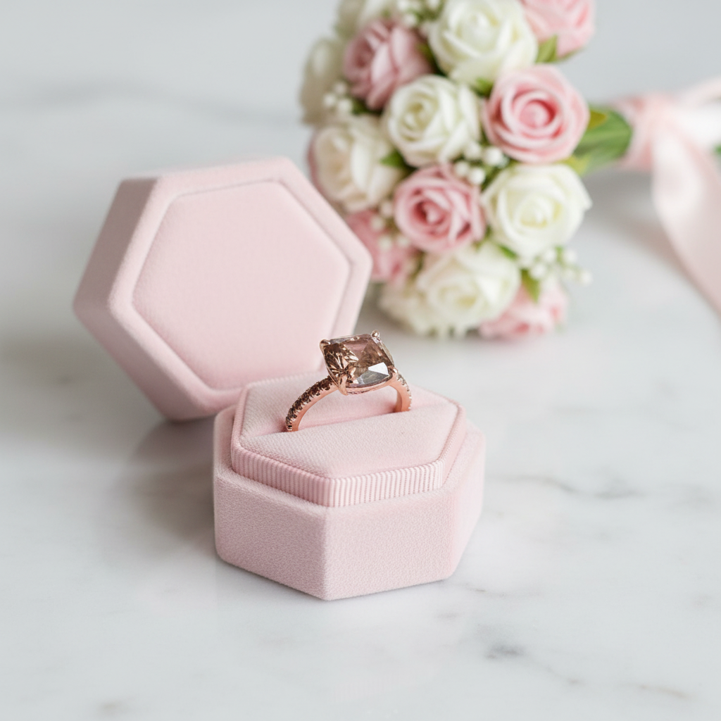 Rose Gold Cushion Cut Chocolate Stone Engagement Ring-Black Diamonds New York