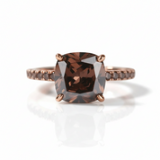Rose Gold Cushion Cut Chocolate Stone Engagement Ring-Black Diamonds New York
