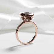 Rose Gold Cushion Cut Chocolate Stone Engagement Ring-Black Diamonds New York