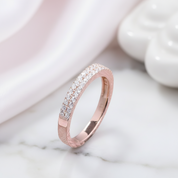Rose Gold Double Halo Round Cut Women's Wedding Band-Black Diamonds New York
