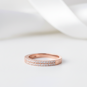 Rose Gold Double Halo Round Cut Women's Wedding Band-Black Diamonds New York