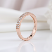 Rose Gold Double Halo Round Cut Women's Wedding Band-Black Diamonds New York