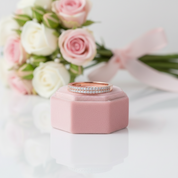 Rose Gold Double Halo Round Cut Women's Wedding Band-Black Diamonds New York