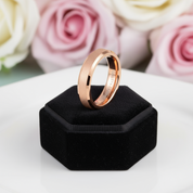 Rose Gold Frosted Men's Tungsten Carbide Wedding Band-Black Diamonds New York