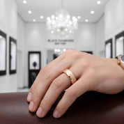 Rose Gold Frosted Men's Tungsten Carbide Wedding Band-Black Diamonds New York