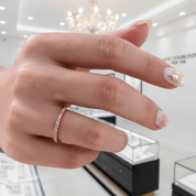 Rose Gold Half Eternity Thin Women's Wedding Band-Black Diamonds New York