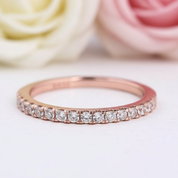 Rose Gold Half Eternity Thin Women's Wedding Band-Black Diamonds New York
