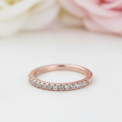Rose Gold Half Eternity Thin Women's Wedding Band-Black Diamonds New York
