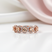Rose Gold Halo Five Stone Champagne Stone Ring-Black Diamonds New York