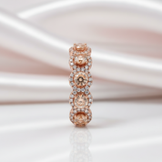 Rose Gold Halo Five Stone Champagne Stone Ring-Black Diamonds New York