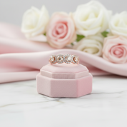 Rose Gold Halo Five Stone Champagne Stone Ring-Black Diamonds New York