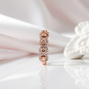 Rose Gold Halo Five Stone Champagne Stone Ring-Black Diamonds New York