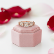 Rose Gold Halo Five Stone Champagne Stone Ring-Black Diamonds New York