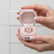 Rose Gold Halo Peachy Pink Simulated Morganite Pear Cut 3pc Ring Set-Black Diamonds New York