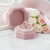 Rose Gold Halo Pear Cut Synthetic Morganite Wedding Set-Black Diamonds New York