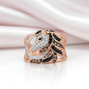 Rose Gold Horse Ring-Black Diamonds New York