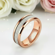 Rose Gold Matte Tungsten Men's Wedding Band-Black Diamonds New York