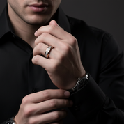 Rose Gold Matte Tungsten Men's Wedding Band-Black Diamonds New York