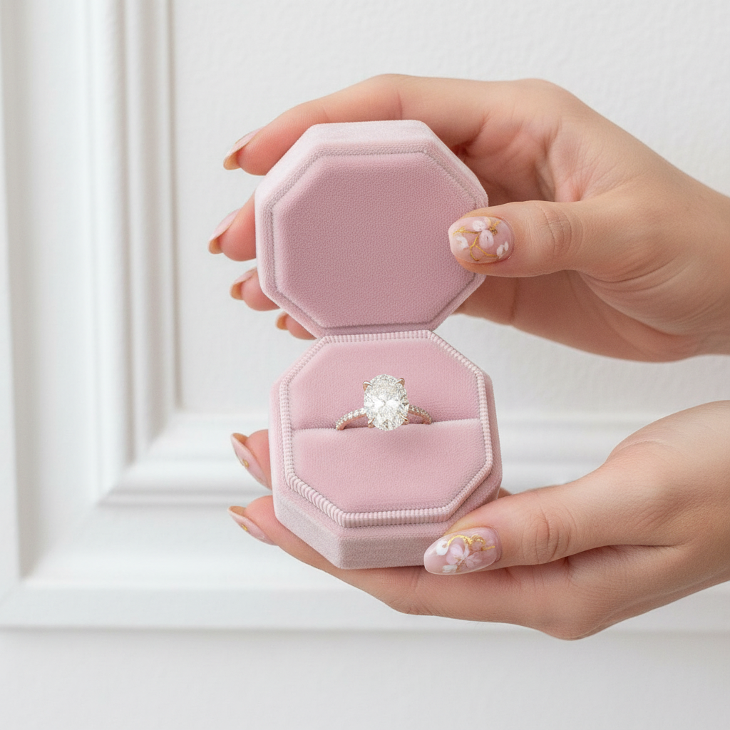 Rose Gold Oval Cut Engagement Ring-Black Diamonds New York