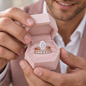 Rose Gold Oval Cut Simulated Diamond Option 3Pcs Wedding Ring Set-Black Diamonds New York