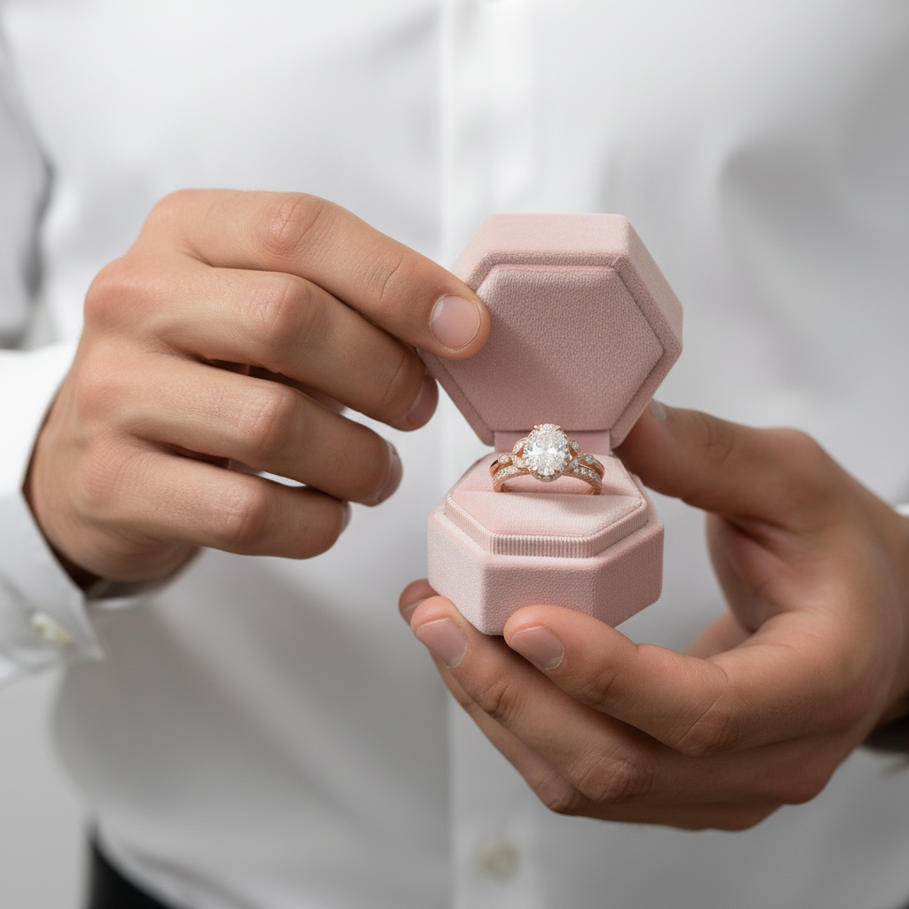 Rose Gold Oval Cut Solitaire Wedding Set-Black Diamonds New York