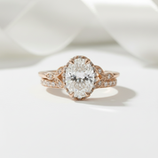 Rose Gold Oval Cut Solitaire Wedding Set-Black Diamonds New York