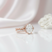 Rose Gold Oval Cut Solitaire Wedding Set-Black Diamonds New York