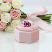 Rose Gold Pear & Emerald Cut Solitaire Engagement Ring-Black Diamonds New York