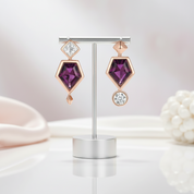 Rose Gold Pentagon Purple Diamond Option Earrings-Black Diamonds New York