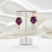 Rose Gold Pentagon Purple Diamond Option Earrings-Black Diamonds New York