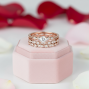 Rose Gold Round Cut 3PC Wedding Ring Set-Black Diamonds New York