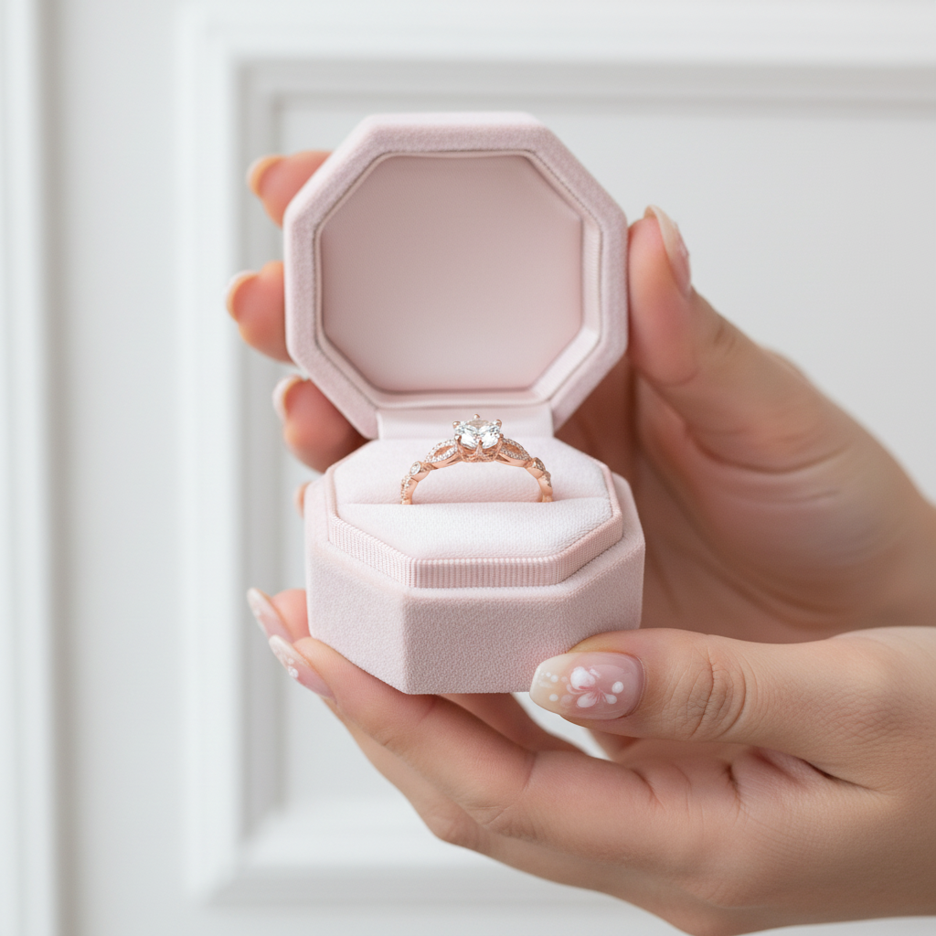 Rose Gold Round Cut Engagement Ring-Black Diamonds New York