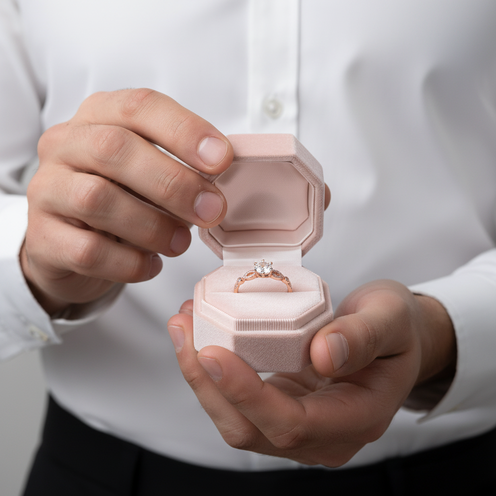 Rose Gold Round Cut Engagement Ring-Black Diamonds New York