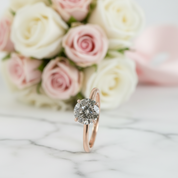 Rose Gold Round Cut Grey Diamond Option Engagement Ring-Black Diamonds New York