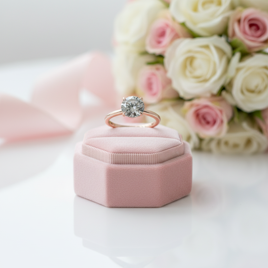 Rose Gold Round Cut Grey Diamond Option Engagement Ring-Black Diamonds New York