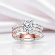Two-Tone Round Cut Diamond Option Wedding Ring Set-Black Diamonds New York