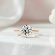 Rose Gold Round Cut Solitaire Engagement Ring-Black Diamonds New York