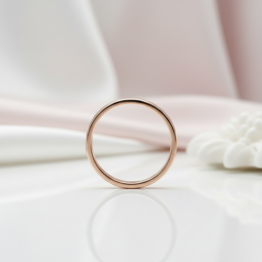 Rose Gold Simple Wedding Band-Black Diamonds New York