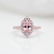 Rose Gold Morganite Oval Cut Engagement Ring-Black Diamonds New York