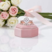 Rose Gold Twist Halo Oval Cut Simulated Diamond Set-Black Diamonds New York