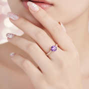 Rose Gold Twist Round Cut Amethyst Purple Promise Ring-Black Diamonds New York