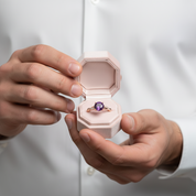 Rose Gold Twist Round Cut Amethyst Purple Promise Ring-Black Diamonds New York