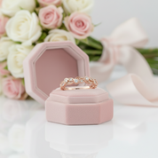 Rose Gold Vintage Leaf & Vine Stacking Wedding Band-Black Diamonds New York