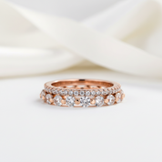 Rose Gold Women's Stackable Wedding Band Set-Black Diamonds New York