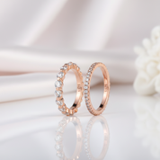 Rose Gold Women's Stackable Wedding Band Set-Black Diamonds New York