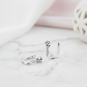 Rose & Vines U-shaped Ear Buckle Earrings-Black Diamonds New York
