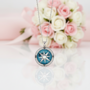 I'd Be Lost Without You Rotatable Compass Necklace With Opal Stone-Black Diamonds New York
