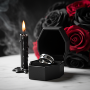 Rotatable Gothic Roman Numbers Men's Ring Band-Black Diamonds New York