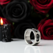 Rotatable Gothic Roman Numbers Men's Ring Band-Black Diamonds New York