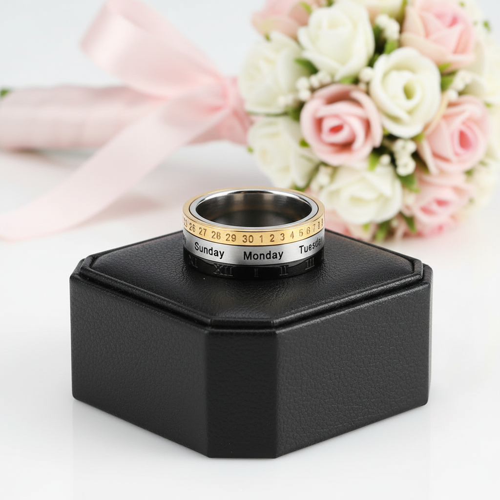 Rotating Tri-Color Men's Wedding Band-Black Diamonds New York